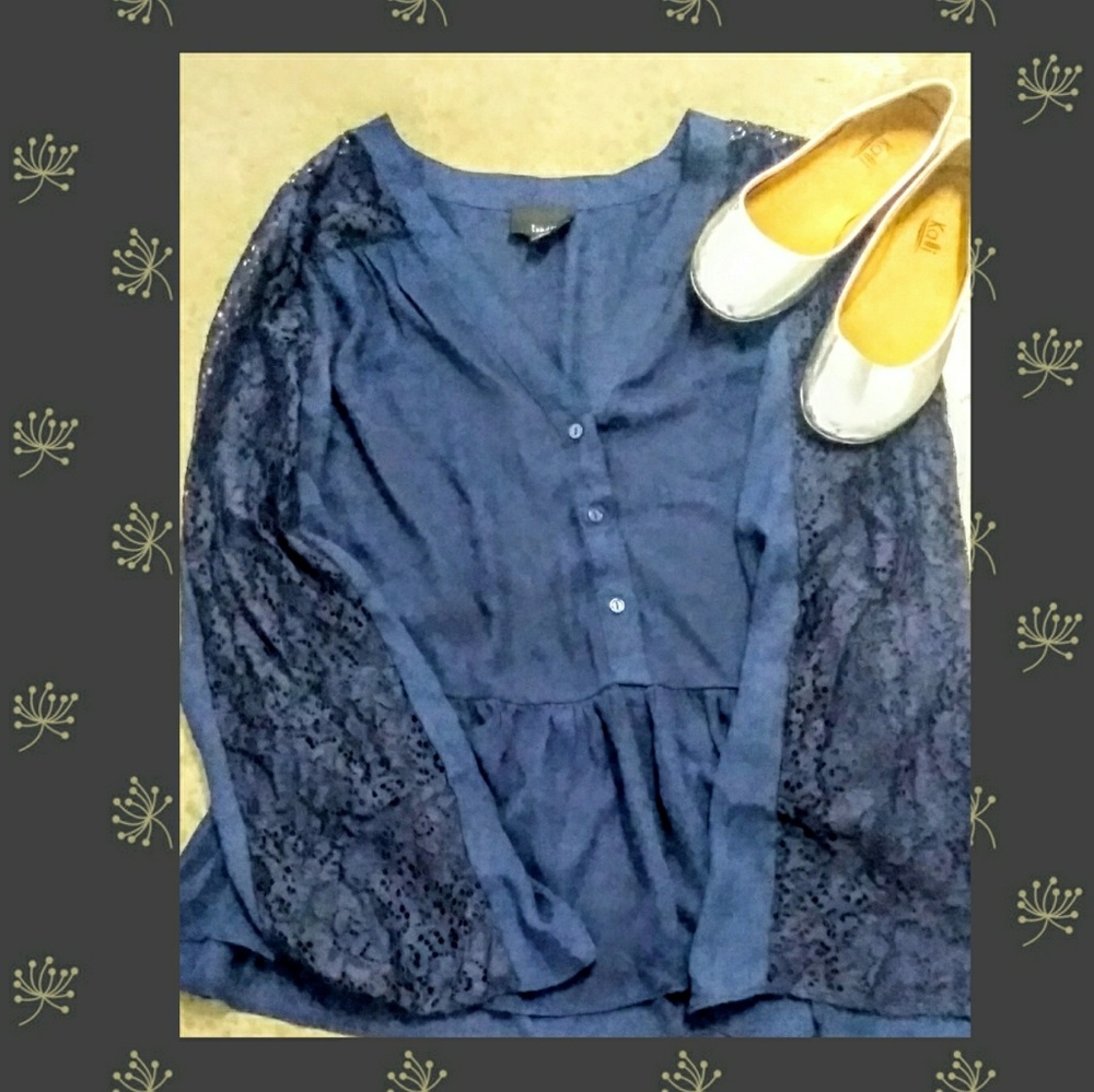 Dark navy blue blouse beautiful sleeves